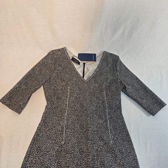 PIAZZA SEMPIONE Black/White Printed Dress Size Italian 44 US 8 Made Italy! NEW! - Picture 6 of 16